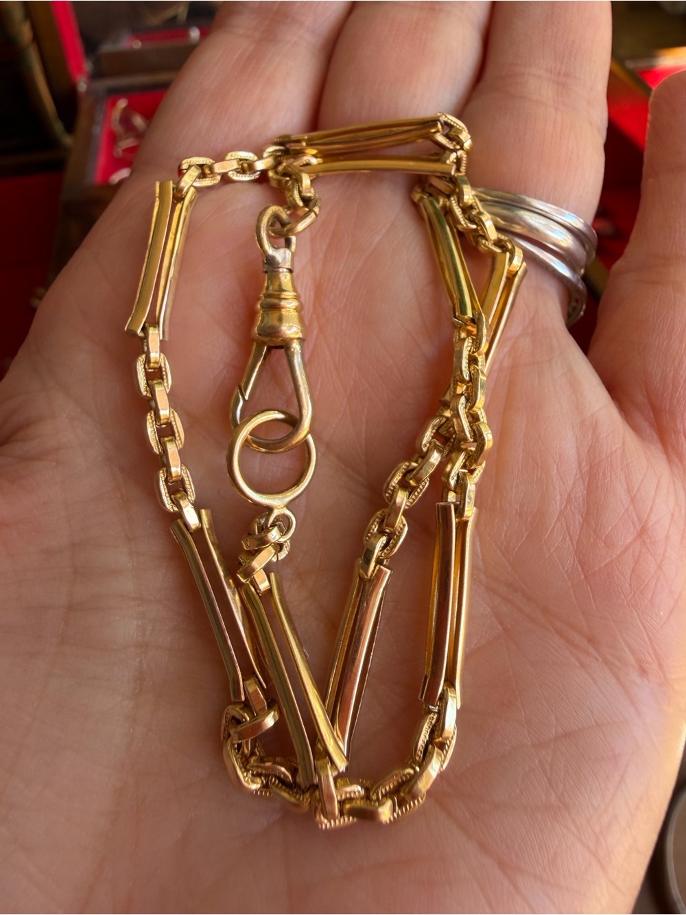 Victorian gold filled 1/20  12k trombone-link men’s pocket watch chain